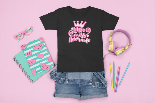 Kids Tee "Little Miss Adorable" - Black Edition