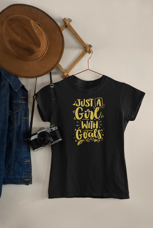 Women's Tee "Just A Girl With Goals" - Black Edition